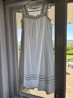 Appleseed's 100% Cotton White Cottagecore Midi Nightgown Dress Small